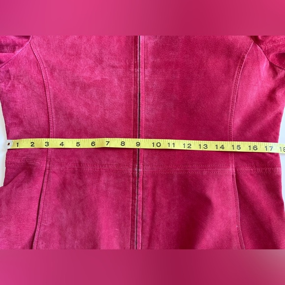 Vintage 90s Y2K Bernardo Red Leather Suede Moto Biker Zip Up Jacket PM - Picture 10 of 13